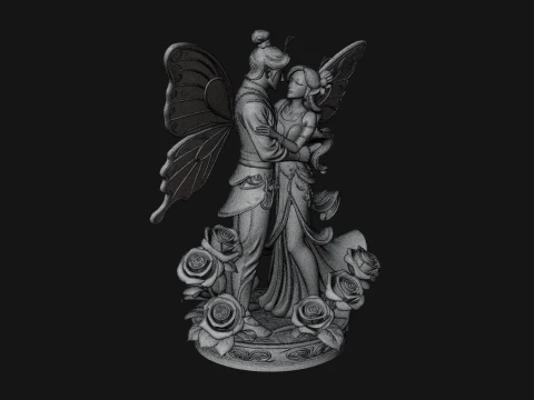 Butterfly Winged Couple Statue Design 1 - 3D Print Model 3D Print Model