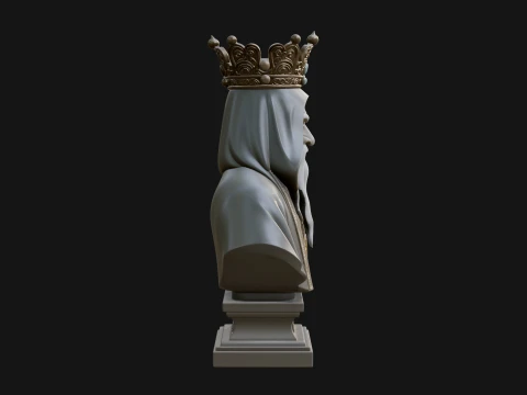 Crowned Hooded Sage Bust Statue Design 2 - 3D Print Model 3D Print Model