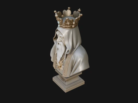 Crowned Hooded Sage Bust Statue Design 2 - 3D Print Model 3D Print Model