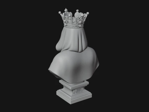 Crowned Hooded Sage Bust Statue Design 2 - 3D Print Model 3D Print Model