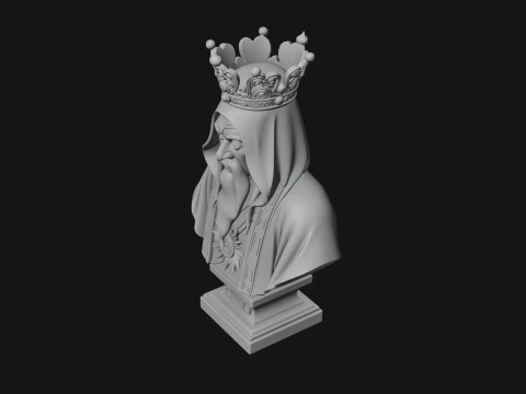 Crowned Hooded Sage Bust Statue Design 2 - 3D Print Model 3D Print Model