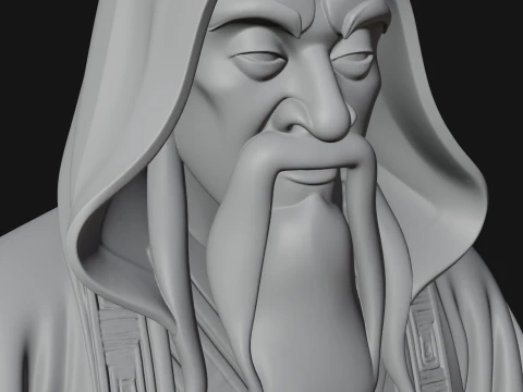 Crowned Hooded Sage Bust Statue Design 2 - 3D Print Model 3D Print Model