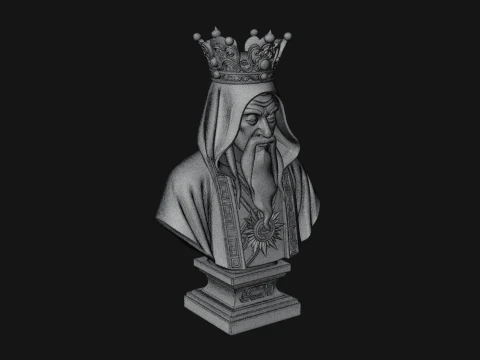Crowned Hooded Sage Bust Statue Design 2 - 3D Print Model 3D Print Model
