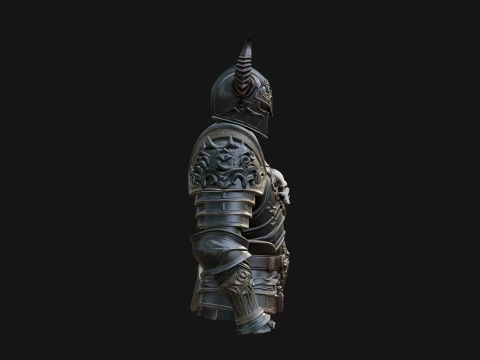 Horned Armor Display Bust Statue Design 1 - 3D Print Model 3D Print Model