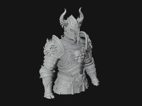 Horned Armor Display Bust Statue Design 1 - 3D Print Model 3D Print Model