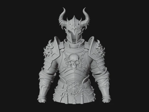 Horned Armor Display Bust Statue Design 1 - 3D Print Model 3D Print Model