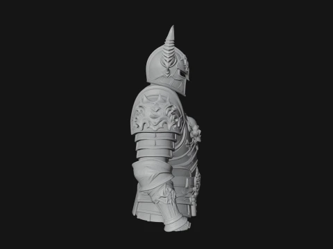 Horned Armor Display Bust Statue Design 1 - 3D Print Model 3D Print Model