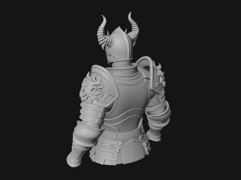 Horned Armor Display Bust Statue Design 1 - 3D Print Model 3D Print Model