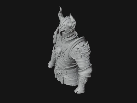 Horned Armor Display Bust Statue Design 1 - 3D Print Model 3D Print Model
