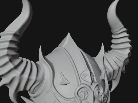 Horned Armor Display Bust Statue Design 1 - 3D Print Model 3D Print Model
