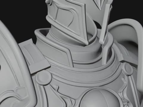 Horned Armor Display Bust Statue Design 1 - 3D Print Model 3D Print Model