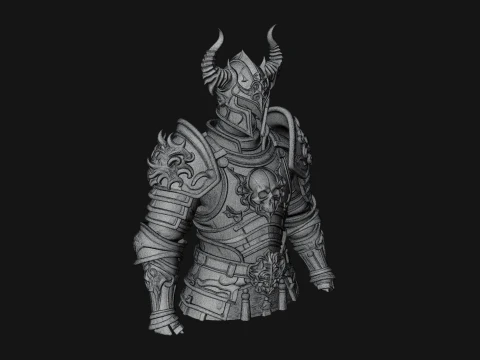 Horned Armor Display Bust Statue Design 1 - 3D Print Model 3D Print Model