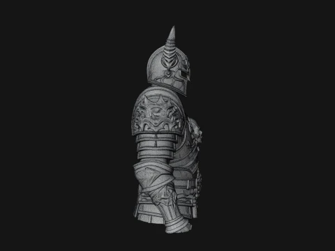 Horned Armor Display Bust Statue Design 1 - 3D Print Model 3D Print Model