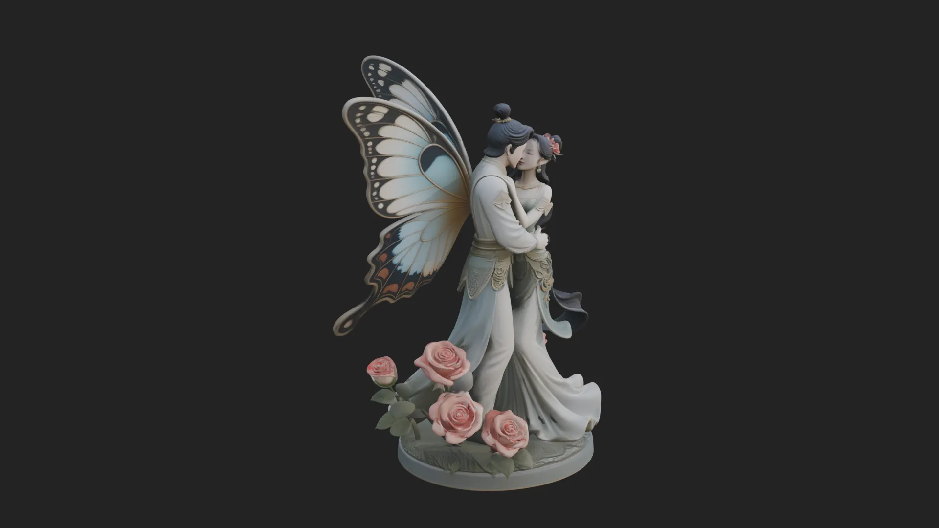 Butterfly Winged Couple Statue Design 2 - 3D Print Model 3D Print Model .c4d .max .obj .3ds .fbx .stl .blend 