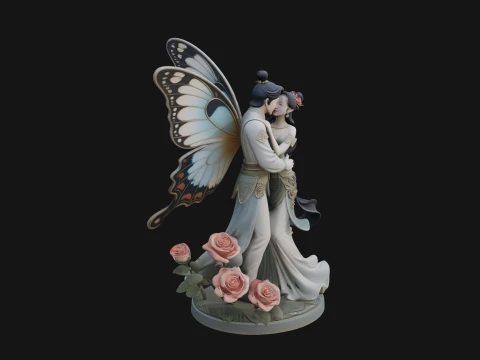 Butterfly Winged Couple Statue Design 2 - 3D Print Model 3D Print Model