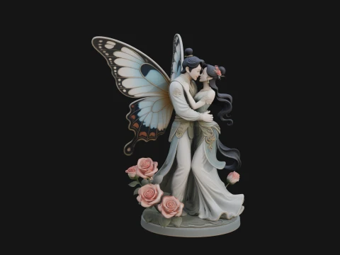 Butterfly Winged Couple Statue Design 2 - 3D Print Model 3D Print Model