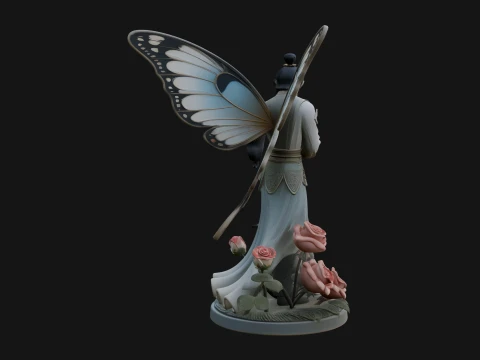 Butterfly Winged Couple Statue Design 2 - 3D Print Model 3D Print Model