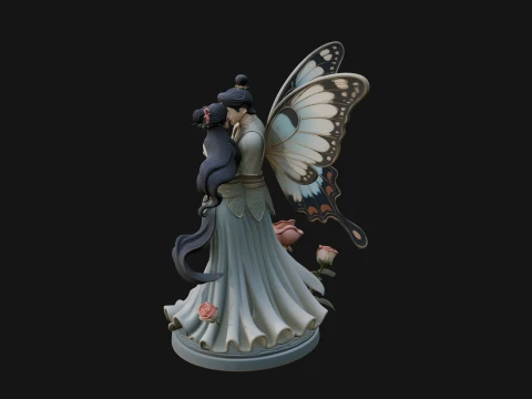 Butterfly Winged Couple Statue Design 2 - 3D Print Model 3D Print Model
