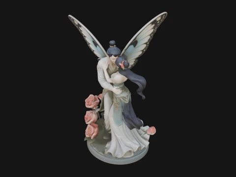 Butterfly Winged Couple Statue Design 2 - 3D Print Model 3D Print Model