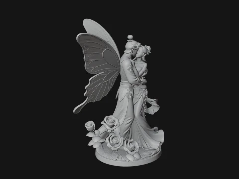 Butterfly Winged Couple Statue Design 2 - 3D Print Model 3D Print Model