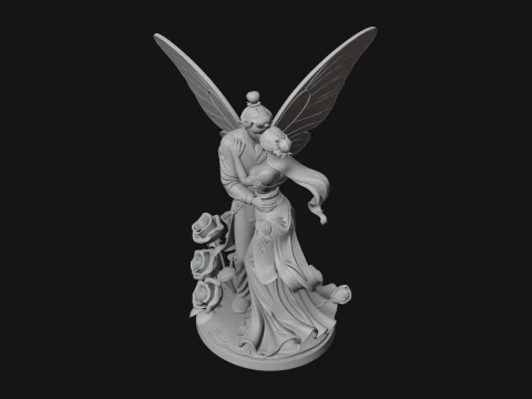 Butterfly Winged Couple Statue Design 2 - 3D Print Model 3D Print Model