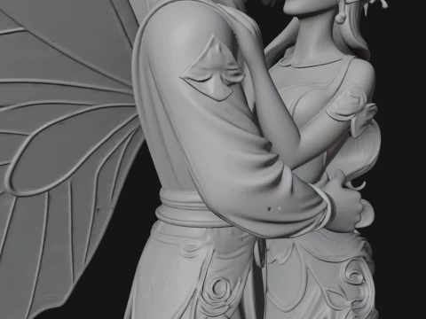 Butterfly Winged Couple Statue Design 2 - 3D Print Model 3D Print Model