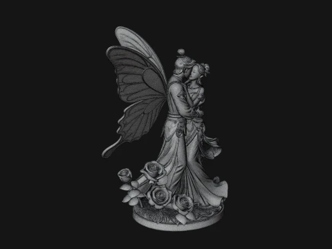 Butterfly Winged Couple Statue Design 2 - 3D Print Model 3D Print Model