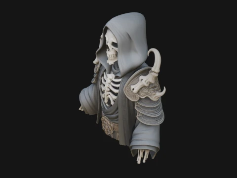 Hooded Skeleton Reaper Bust Statue Design 4 - 3D Print Model 3D Print Model