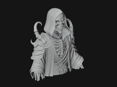 Hooded Skeleton Reaper Bust Statue Design 4 - 3D Print Model 3D Print Model