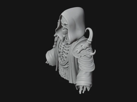 Hooded Skeleton Reaper Bust Statue Design 4 - 3D Print Model 3D Print Model