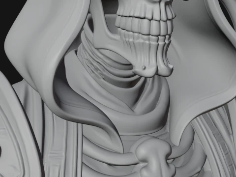 Hooded Skeleton Reaper Bust Statue Design 4 - 3D Print Model 3D Print Model