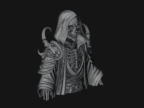 Hooded Skeleton Reaper Bust Statue Design 4 - 3D Print Model 3D Print Model