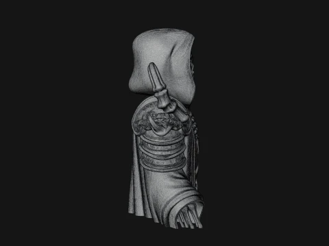 Hooded Skeleton Reaper Bust Statue Design 4 - 3D Print Model 3D Print Model