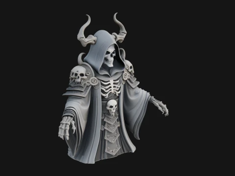 Hooded Skeleton Reaper Bust Statue Design 5 - 3D Print Model 3D Print Model