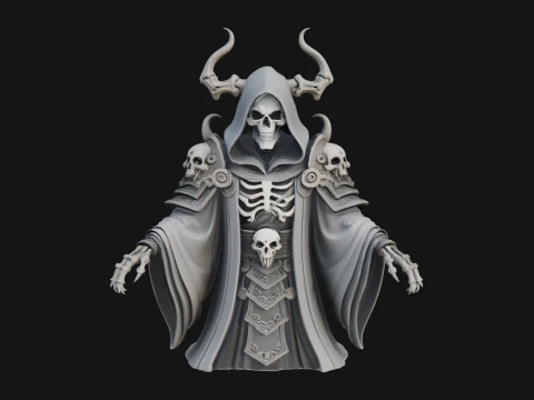 Hooded Skeleton Reaper Bust Statue Design 5 - 3D Print Model 3D Print Model