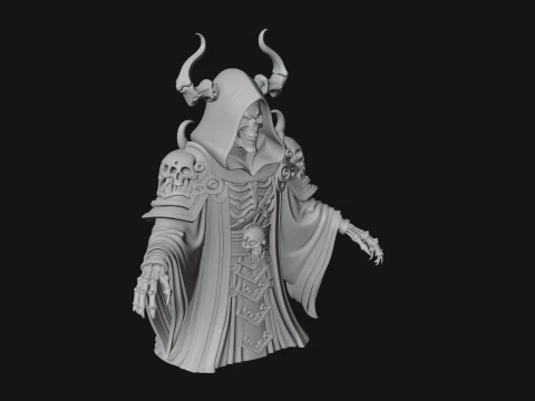 Hooded Skeleton Reaper Bust Statue Design 5 - 3D Print Model 3D Print Model