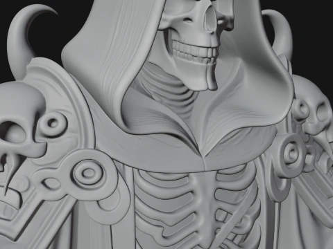 Hooded Skeleton Reaper Bust Statue Design 5 - 3D Print Model 3D Print Model