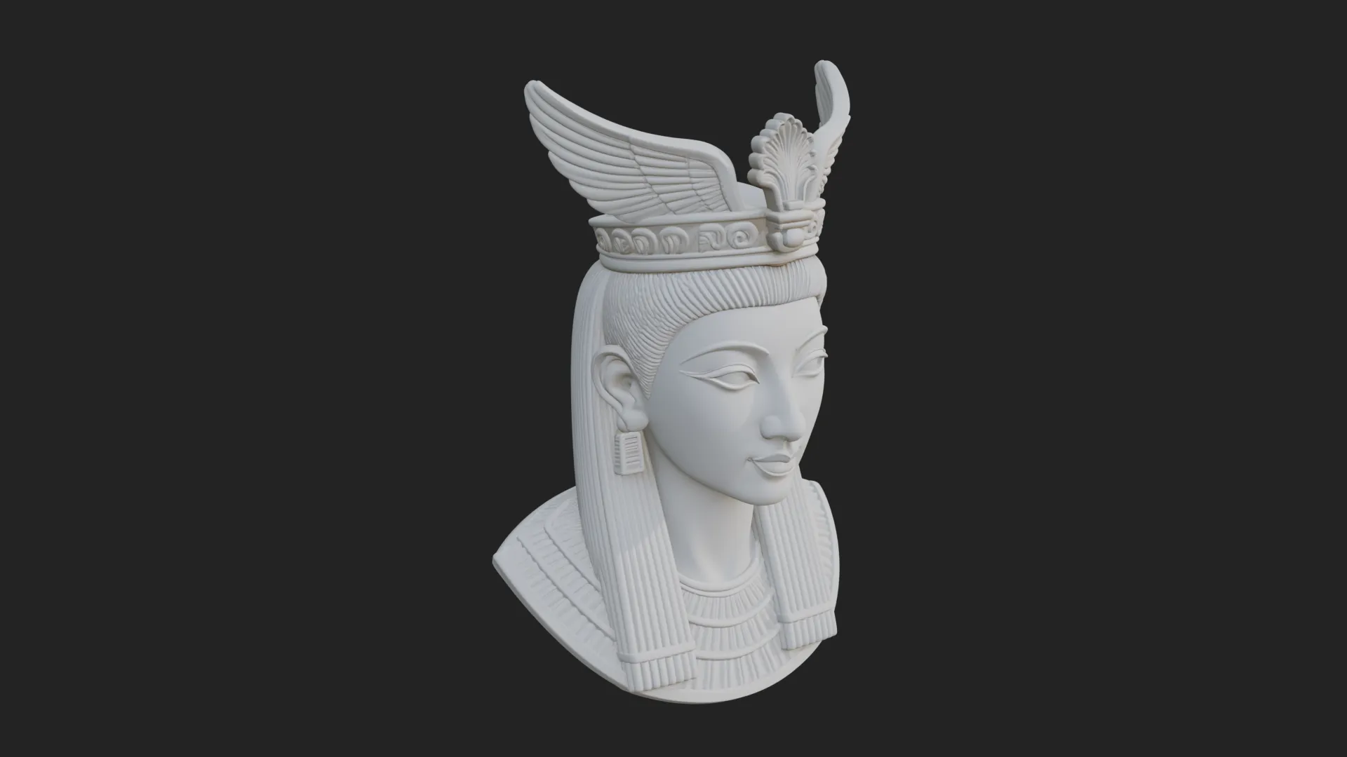 Winged Egyptian Goddess Bust Statue Design 2 - 3D Print Model 3D Print Model .c4d .max .obj .3ds .fbx .stl .blend