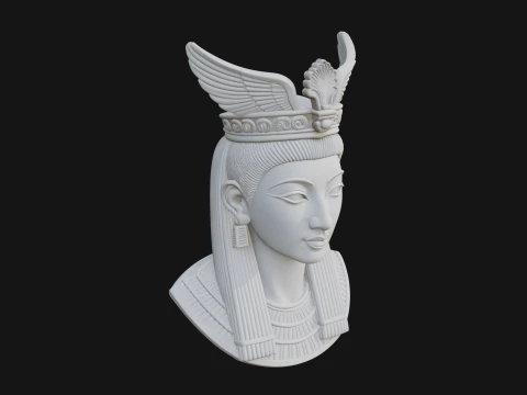Winged Egyptian Goddess Bust Statue Design 2 - 3D Print Model 3D printmodel