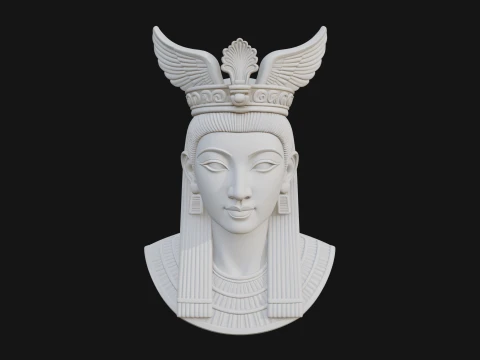 Winged Egyptian Goddess Bust Statue Design 2 - 3D Print Model 3D Print Model