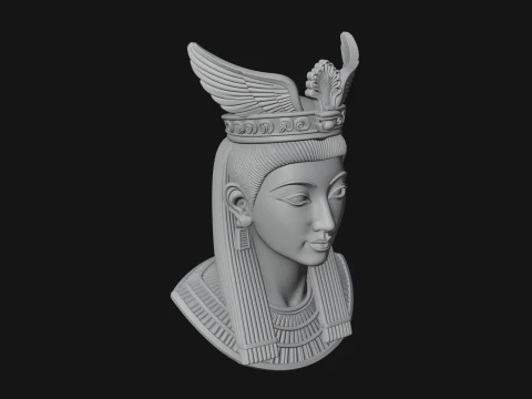 Winged Egyptian Goddess Bust Statue Design 2 - 3D Print Model 3D Print Model