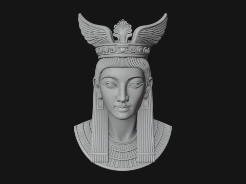 Winged Egyptian Goddess Bust Statue Design 2 - 3D Print Model 3D Print Model