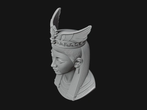 Winged Egyptian Goddess Bust Statue Design 2 - 3D Print Model 3D Print Model