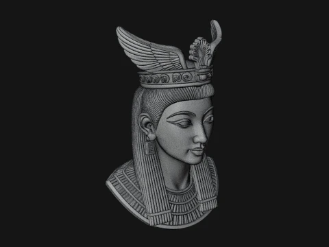 Winged Egyptian Goddess Bust Statue Design 2 - 3D Print Model 3D Print Model