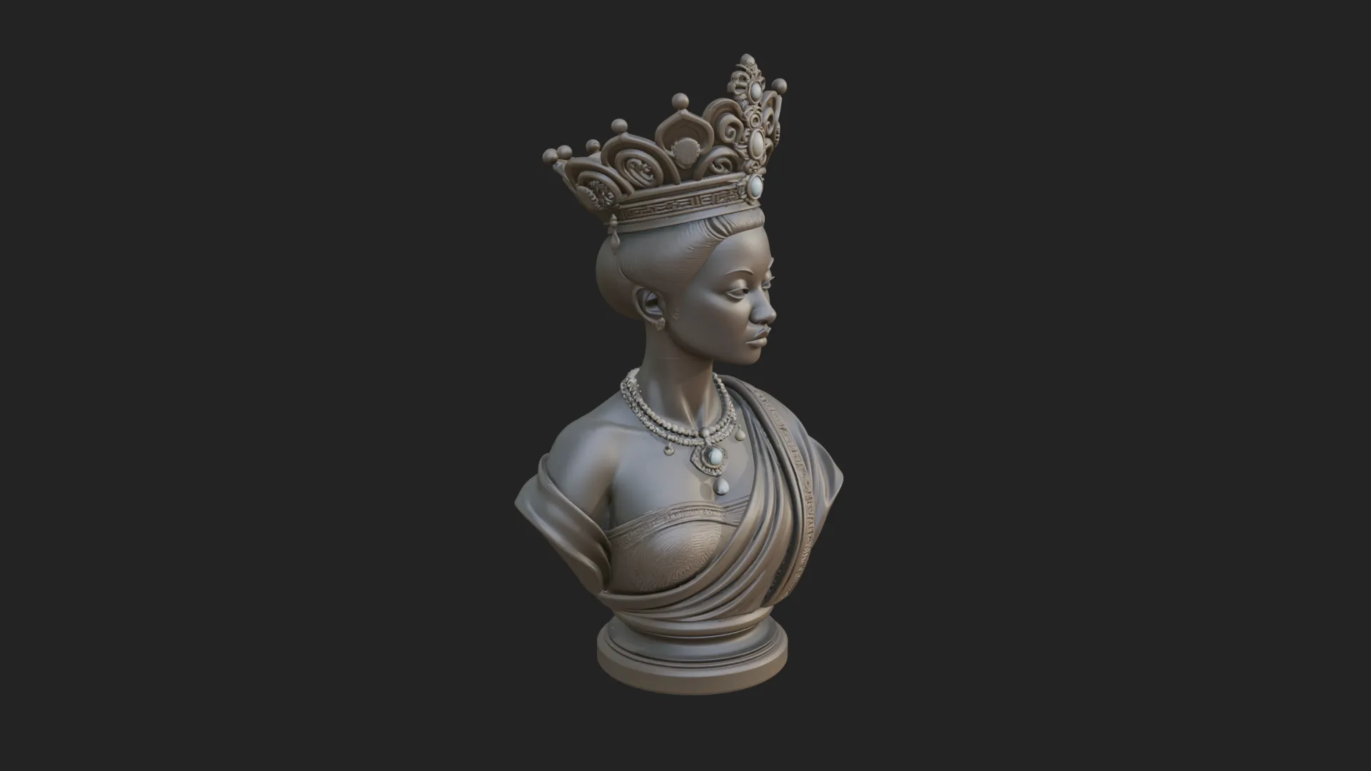 African Queen Bust Statue Design 7 - 3D Print Model 3D Print Model .c4d .max .obj .3ds .fbx .stl .blend 