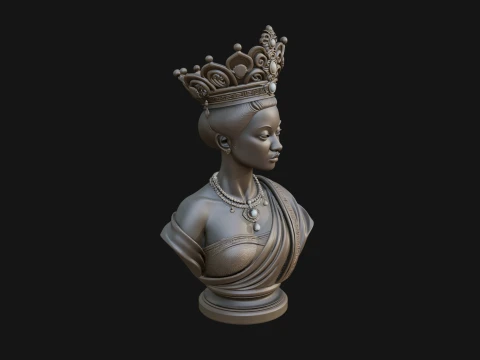 African Queen Bust Statue Design 7 - 3D Print Model 3D Print Model