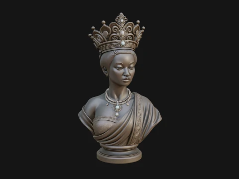 African Queen Bust Statue Design 7 - 3D Print Model 3D Print Model
