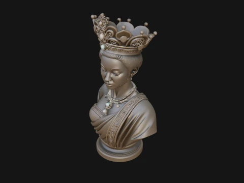 African Queen Bust Statue Design 7 - 3D Print Model 3D Print Model