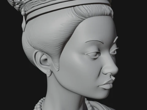 African Queen Bust Statue Design 7 - 3D Print Model 3D Print Model