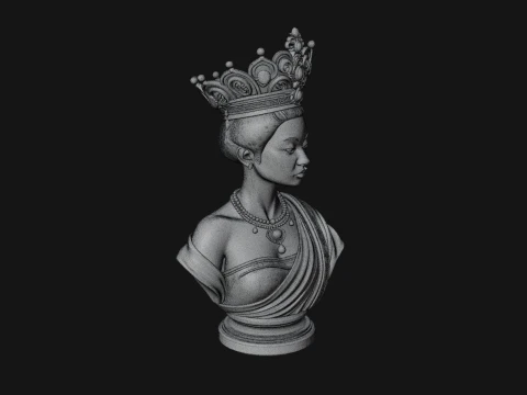 African Queen Bust Statue Design 7 - 3D Print Model 3D Print Model